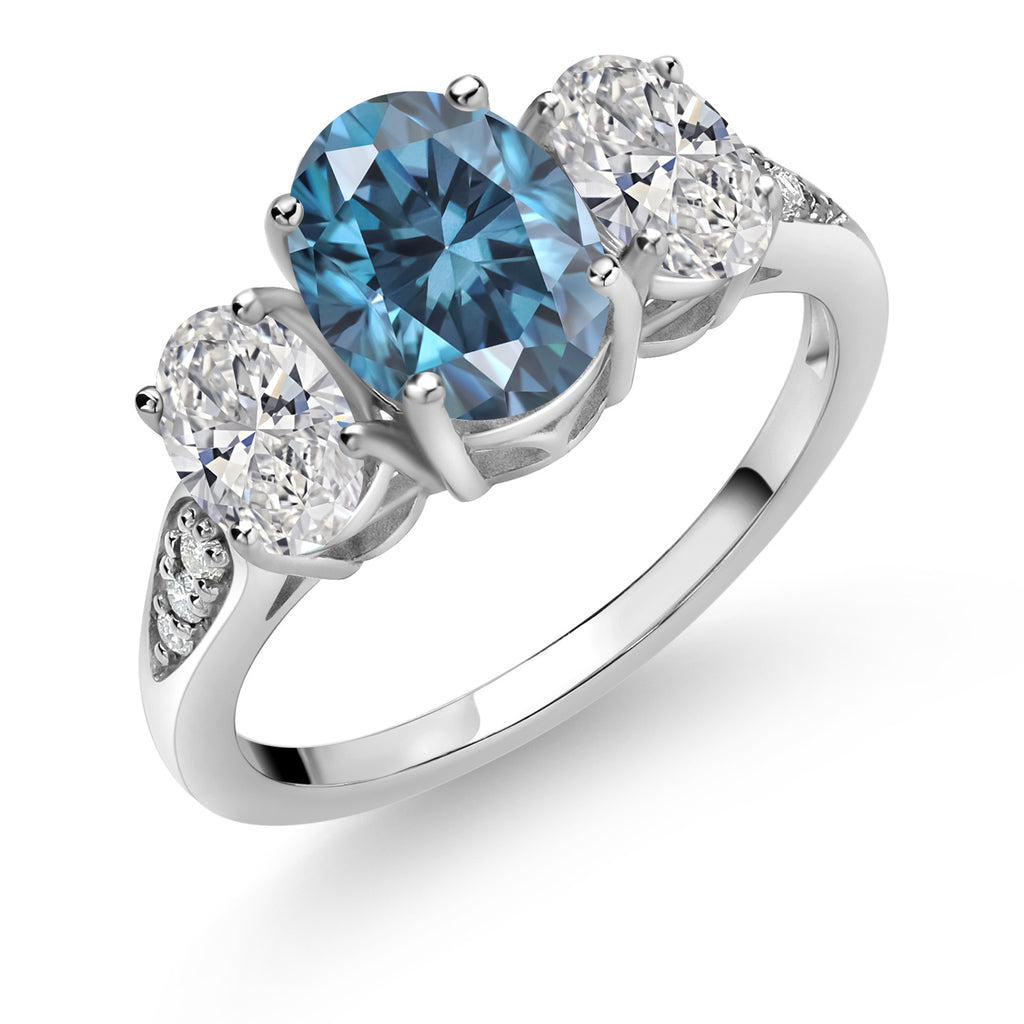 Persian Blue Moissanite - April_9_Ring in 10K White Gold