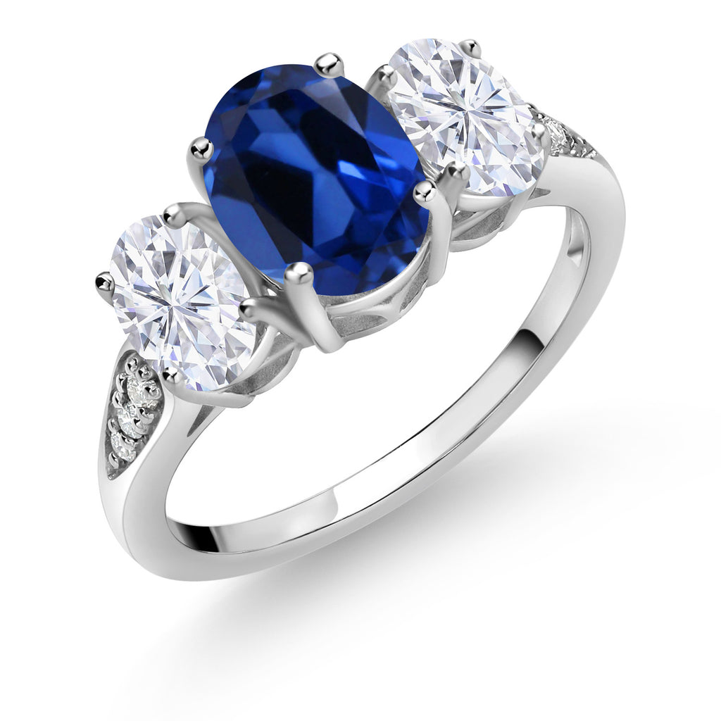 Blue Created Sapphire - September_6_Ring in 10K White Gold