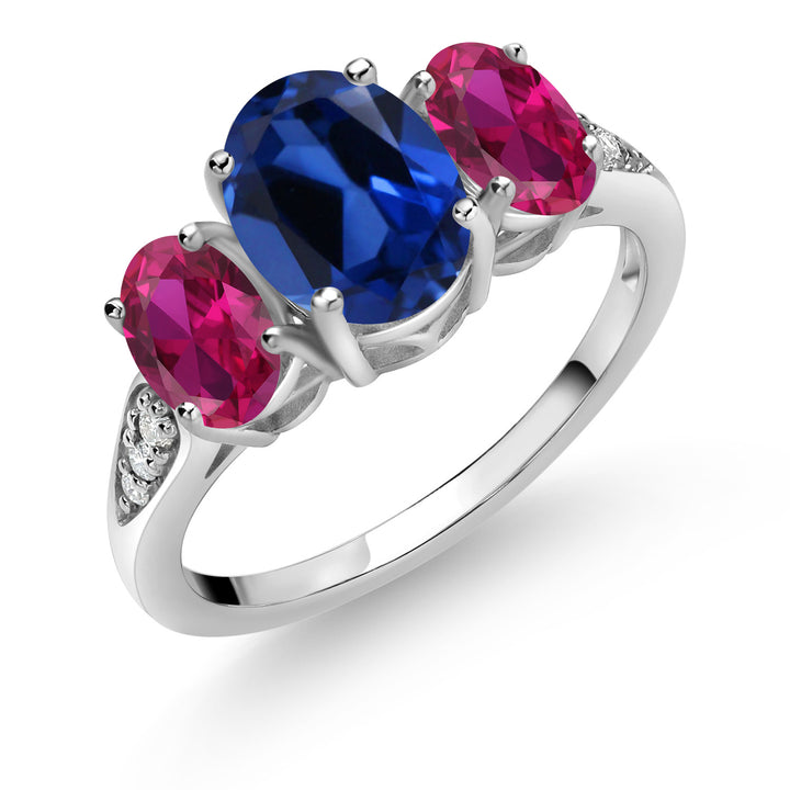 Blue Created Sapphire_5_Ring in 10K White Gold