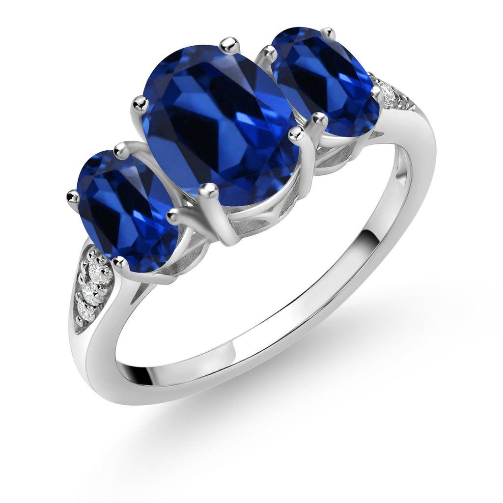 Blue Created Sapphire - September_9_Ring in 10K White Gold
