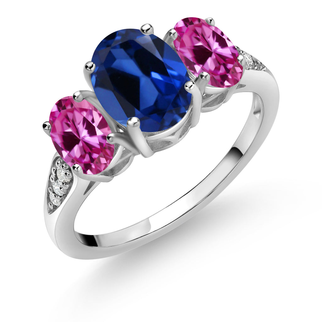 Blue Created Sapphire - September_9_Ring in 10K White Gold