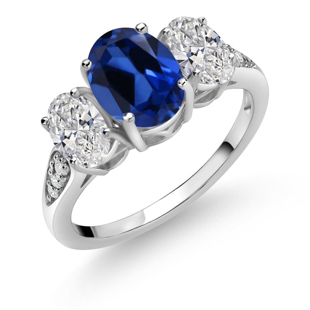 Blue Created Sapphire - September_8_Ring in 10K White Gold