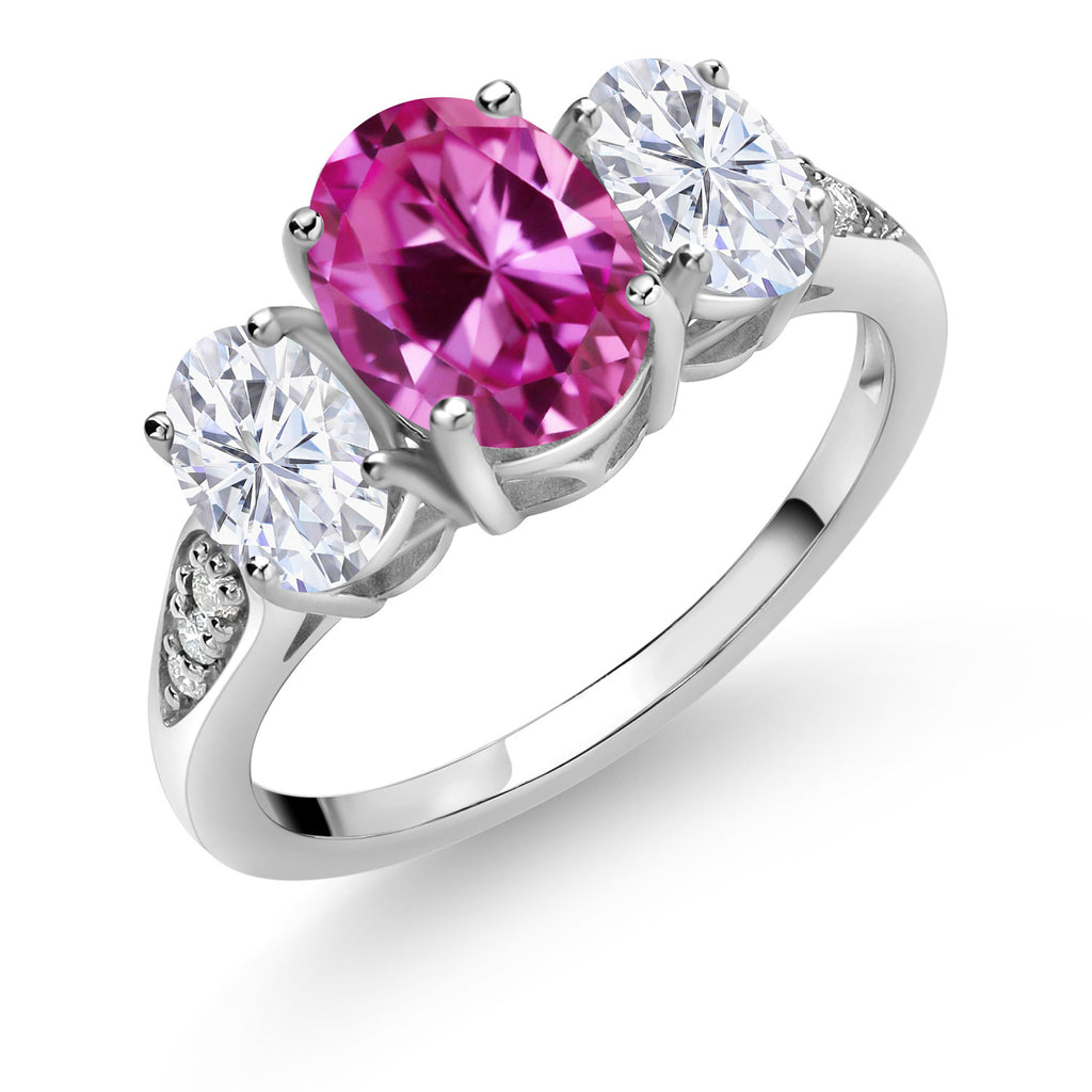 Pink Created Sapphire - September_9_Ring in 10K White Gold