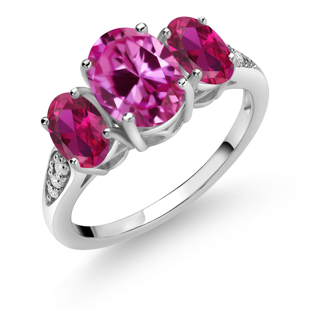 Pink Created Sapphire_9_Ring in 10K White Gold