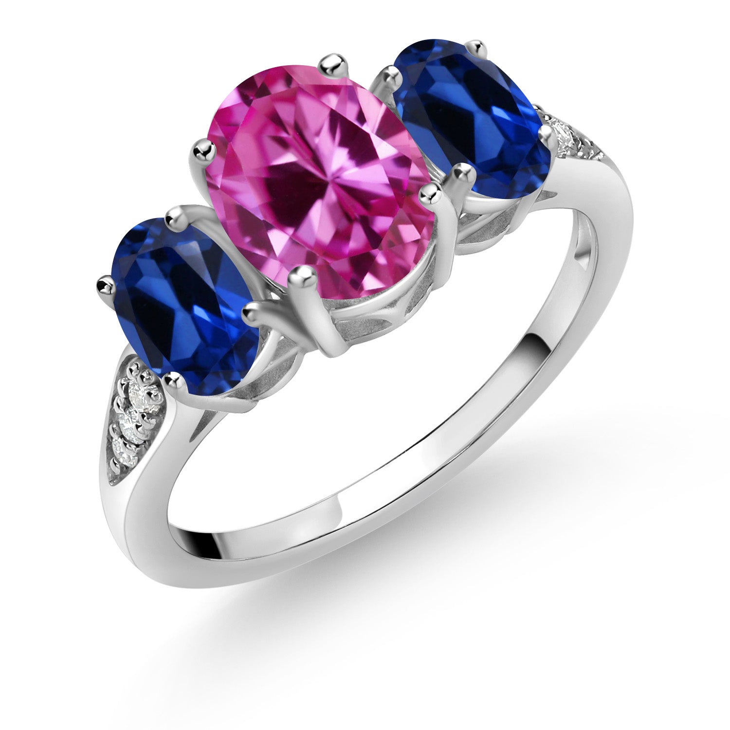 Pink Created Sapphire - September_8_Ring in 10K White Gold