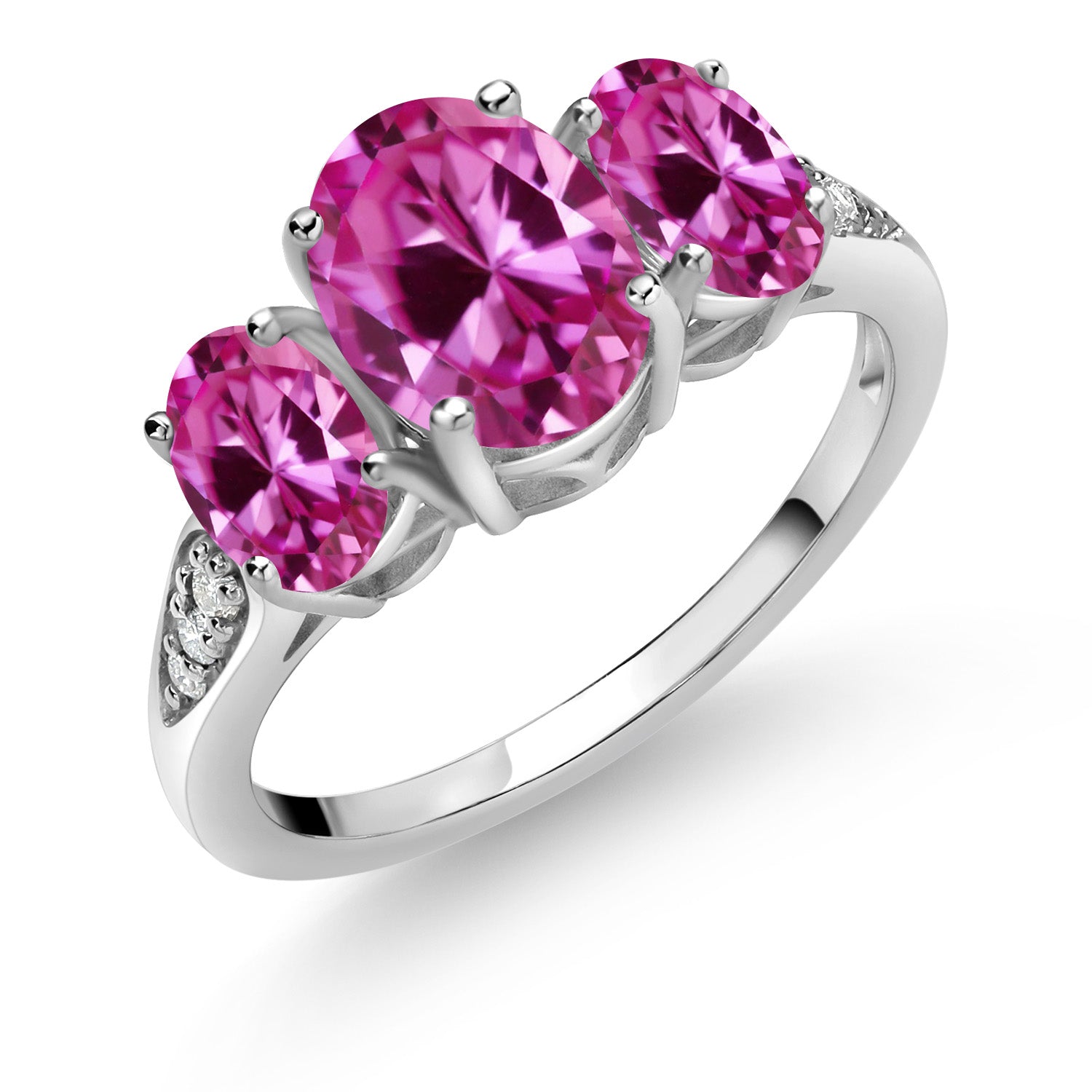 Pink Created Sapphire - September_6_Ring in 10K White Gold