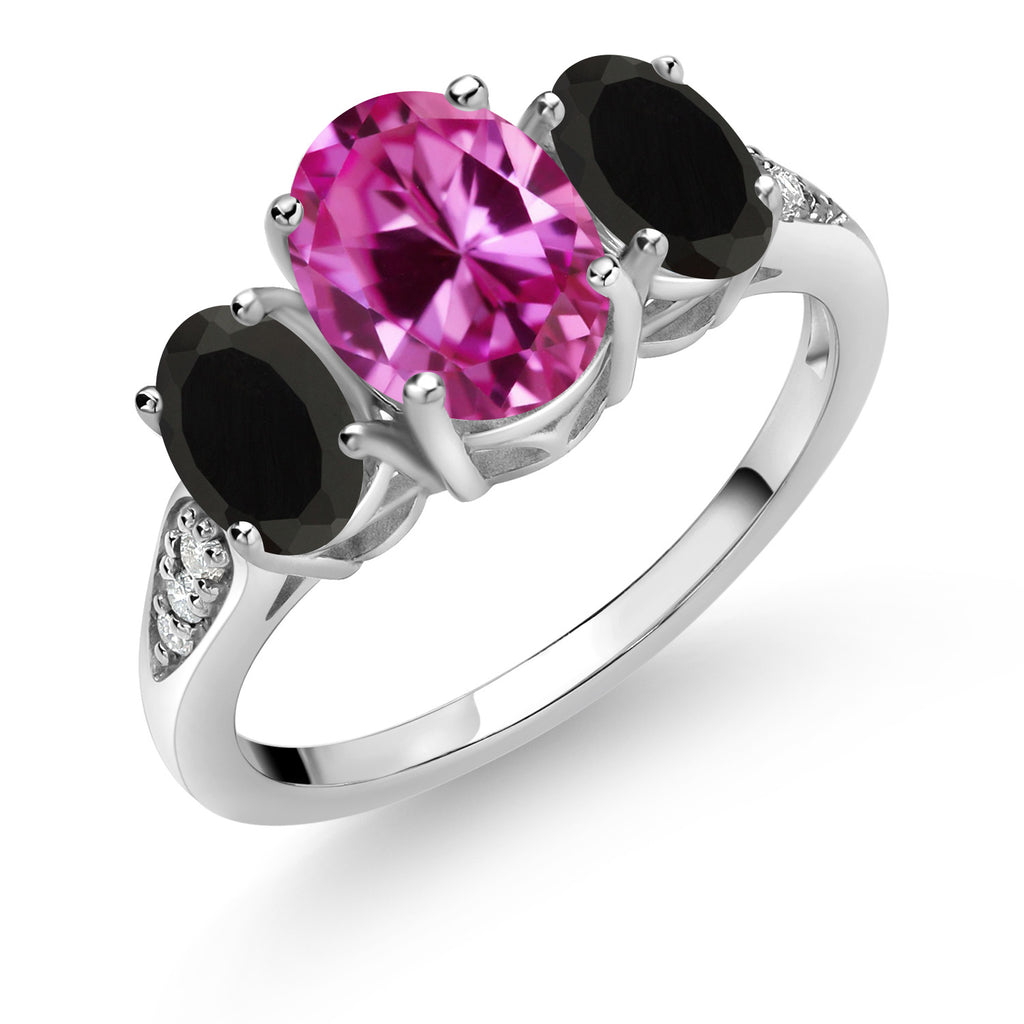 Pink Created Sapphire - September_9_Ring in 10K White Gold