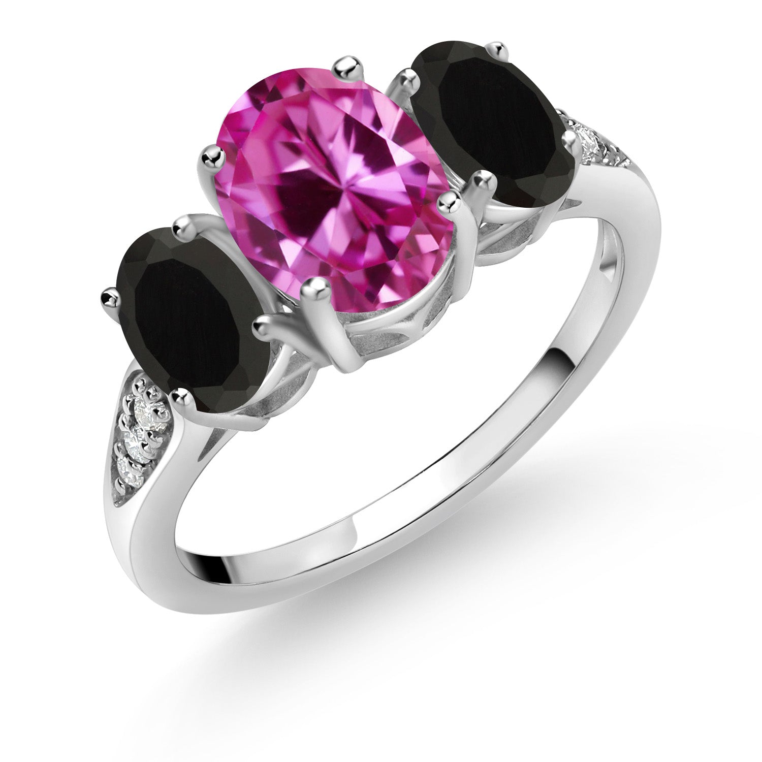 Pink Created Sapphire - September_8_Ring in 10K White Gold