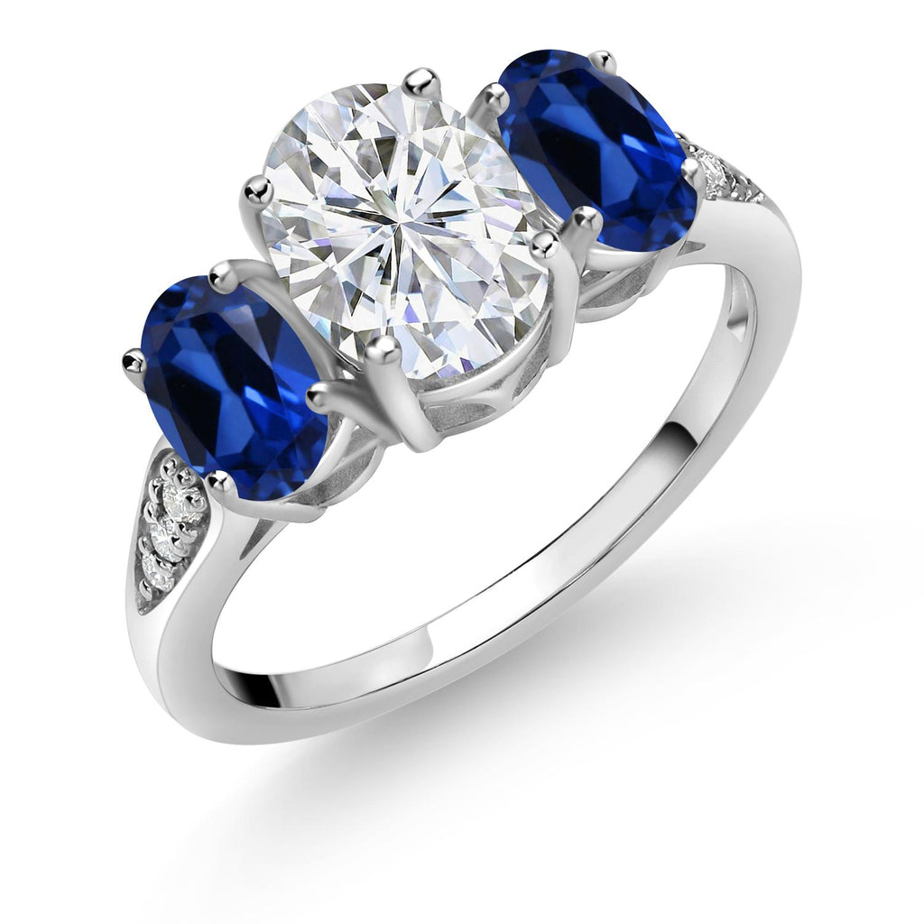 Blue Created Sapphire - September_8_Ring in 10K White Gold