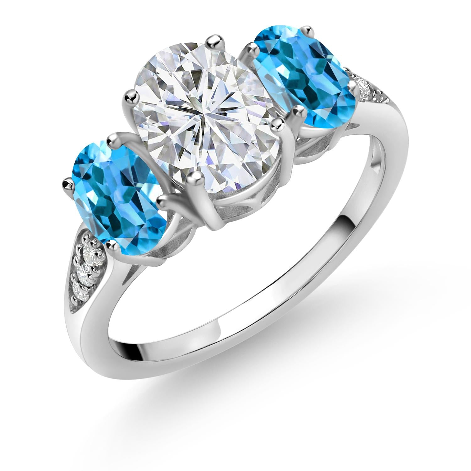 Swiss Blue Topaz - November_8_Ring in 10K White Gold