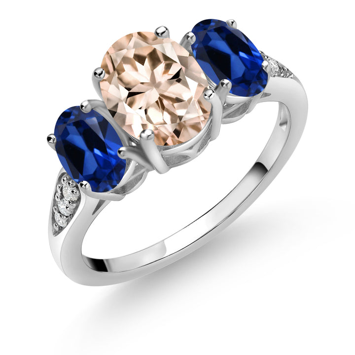 Blue Created Sapphire_5_Ring in 10K White Gold