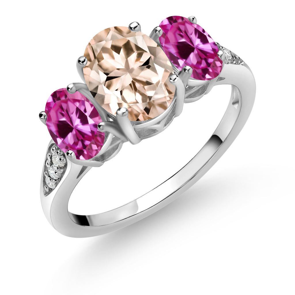 Pink Created Sapphire_8_Ring in 10K White Gold