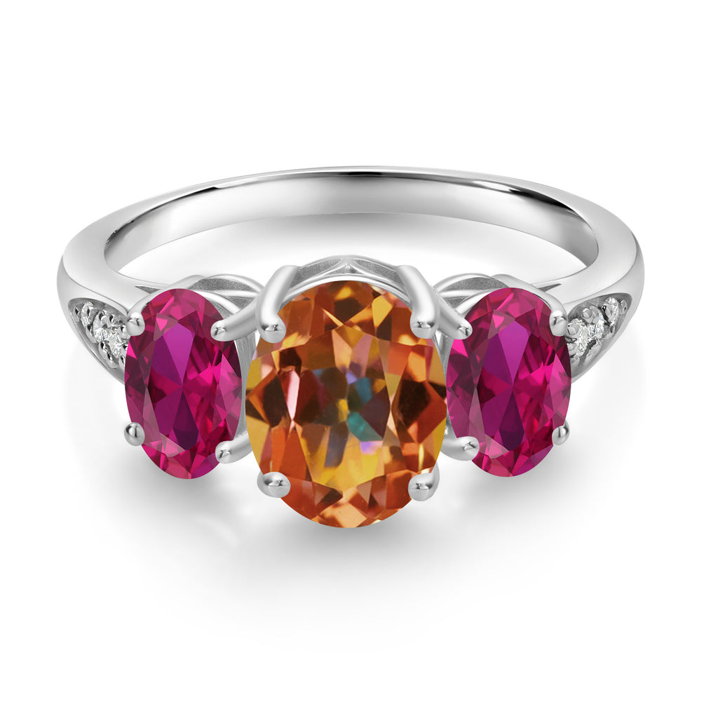 Mystic Topaz - Created Ruby and Lab Grown Diamond_7_Ring in 10K White Gold