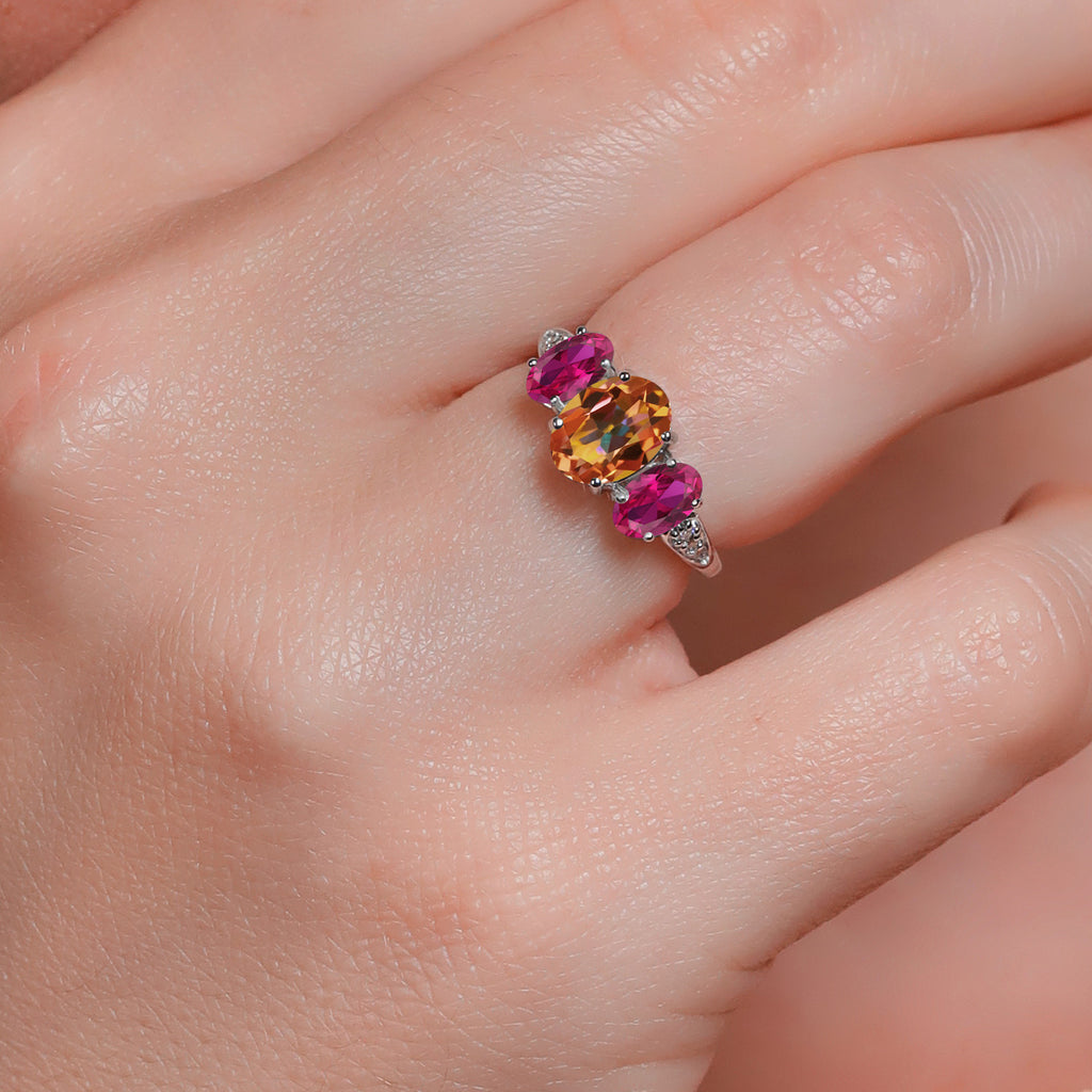 Mystic Topaz - Created Ruby and Lab Grown Diamond_7_Ring in 10K White Gold