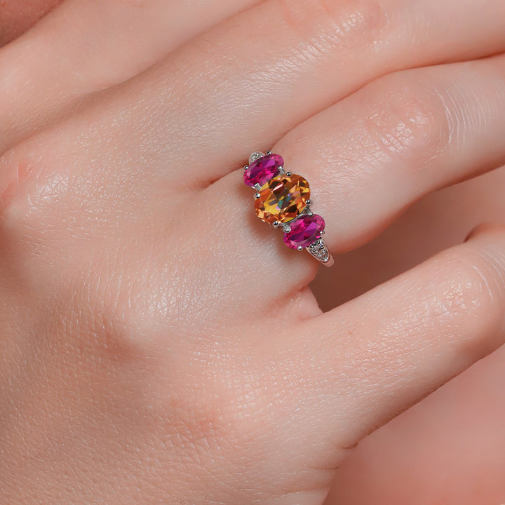 Mystic Topaz - Created Ruby and Lab Grown Diamond_7_Ring in 10K White Gold