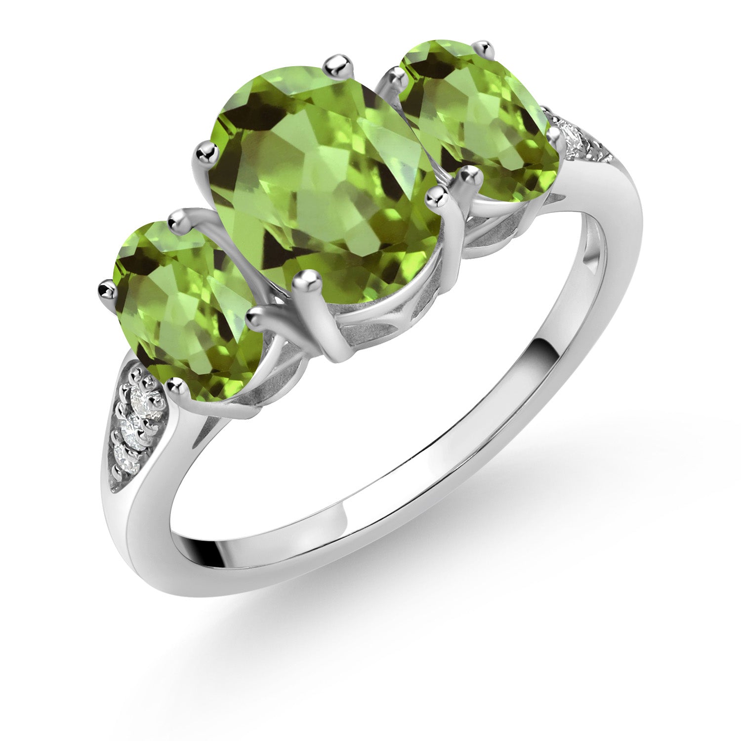 Peridot - August_8_Ring in 10K White Gold