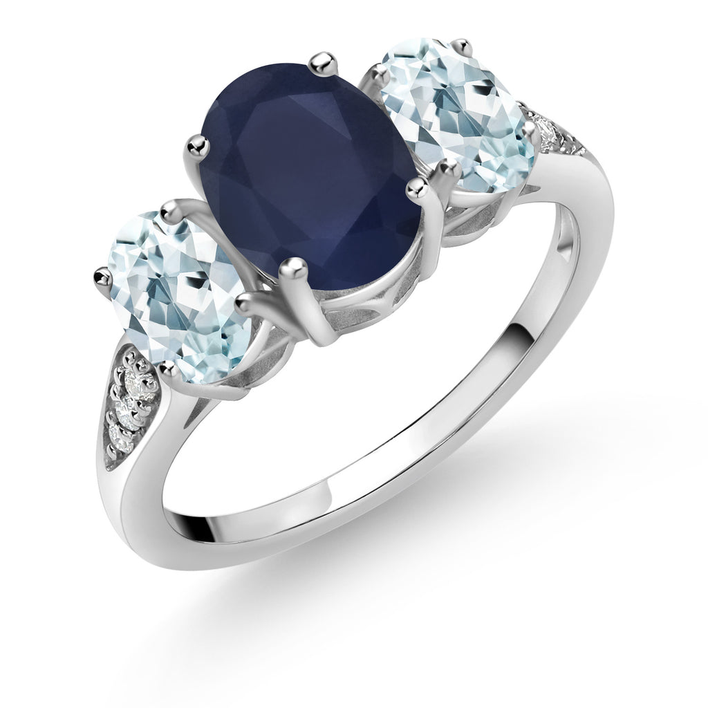 Blue Sapphire - September_8_Ring in 10K White Gold