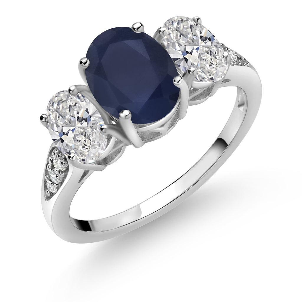 Blue Sapphire - September_8_Ring in 10K White Gold