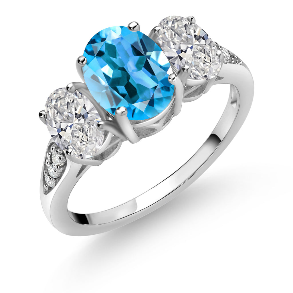 Swiss Blue Topaz - November_8_Ring in 10K White Gold