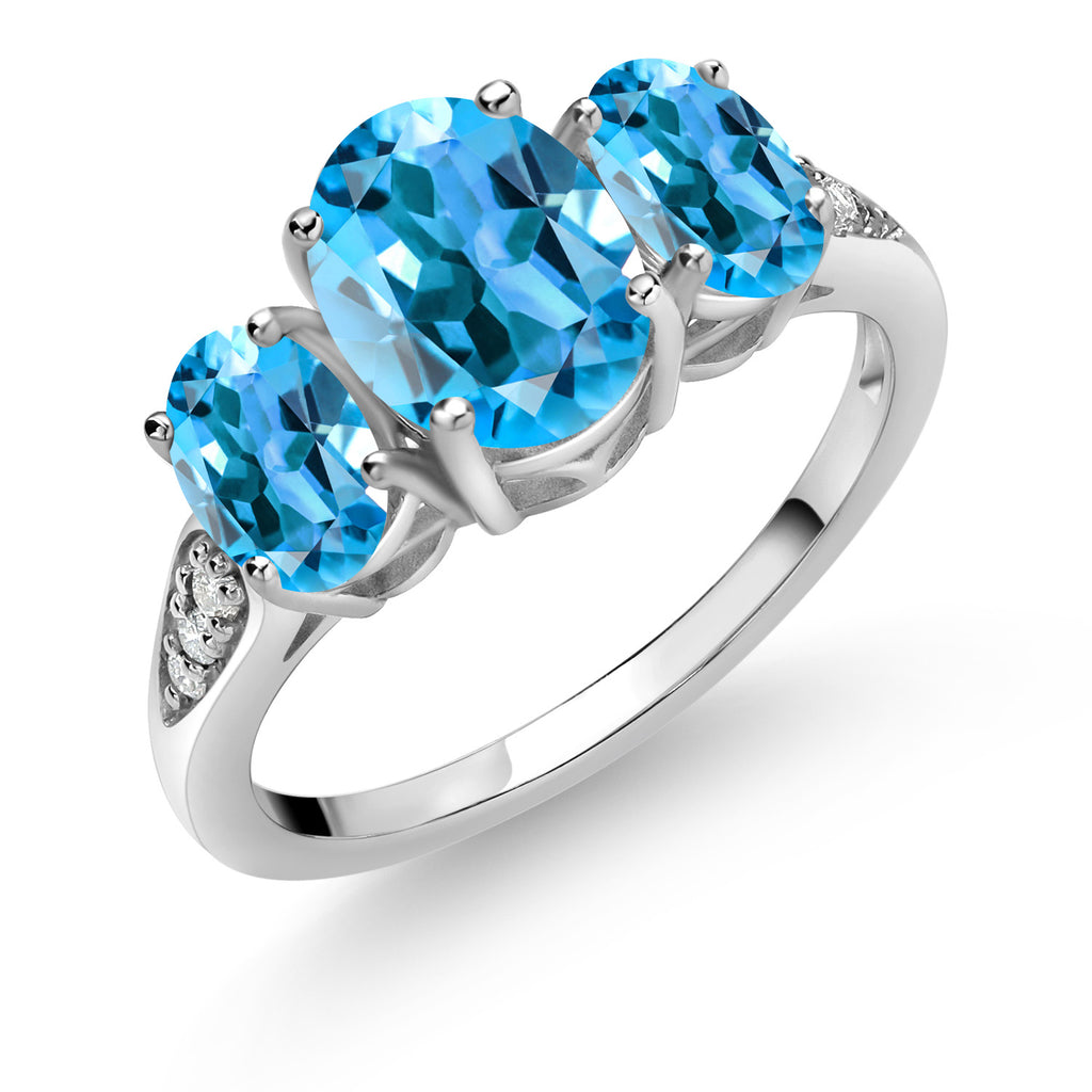 Swiss Blue Topaz - November_6_Ring in 10K White Gold