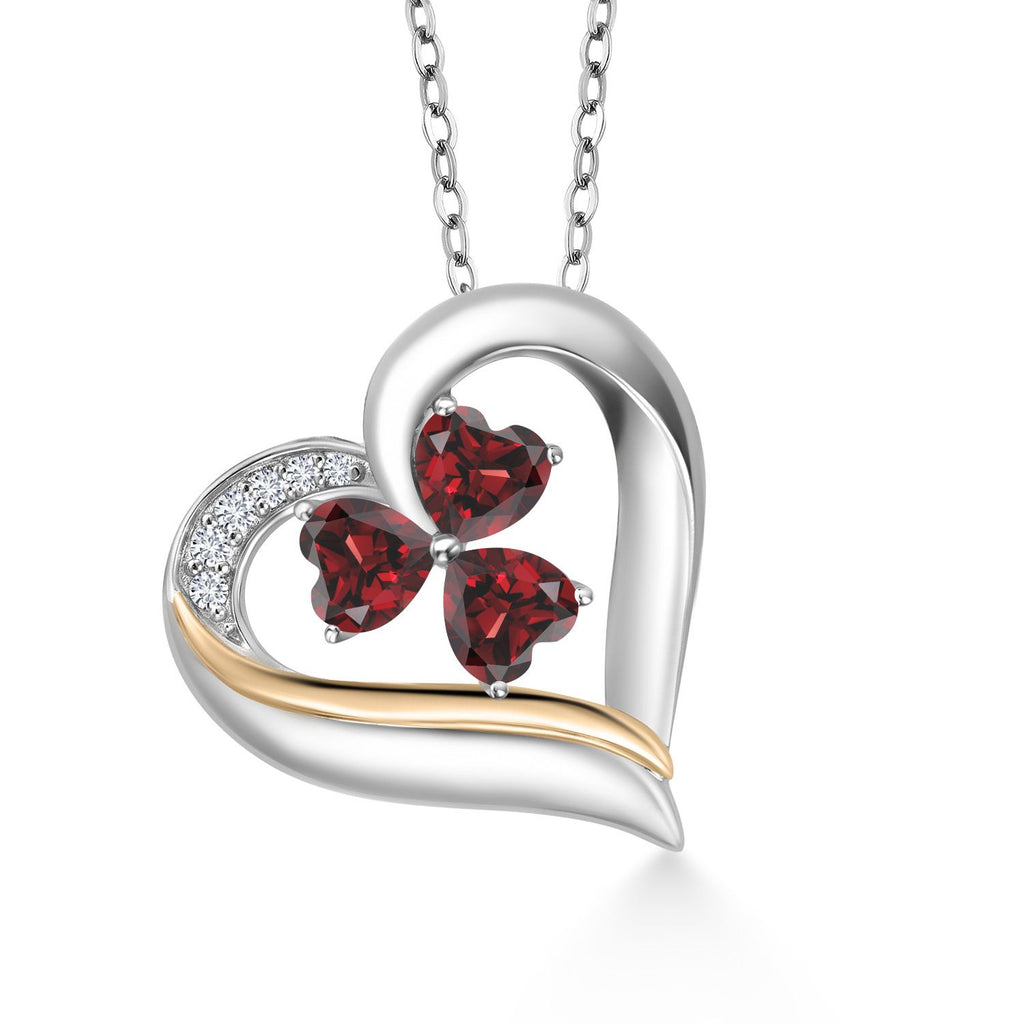 Gem Stone King Sterling Silver Red Garnet Pendant Necklace - 1.00 Ct Round 6MM With 18 Inch Chain