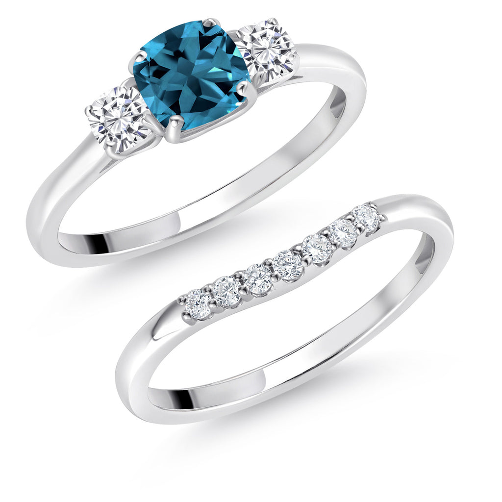 London Blue Topaz - November_7_Ring in 10K White Gold