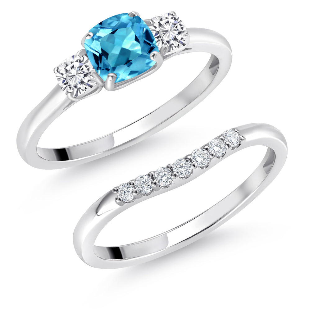 Swiss Blue Topaz - November_6_Ring in 10K White Gold