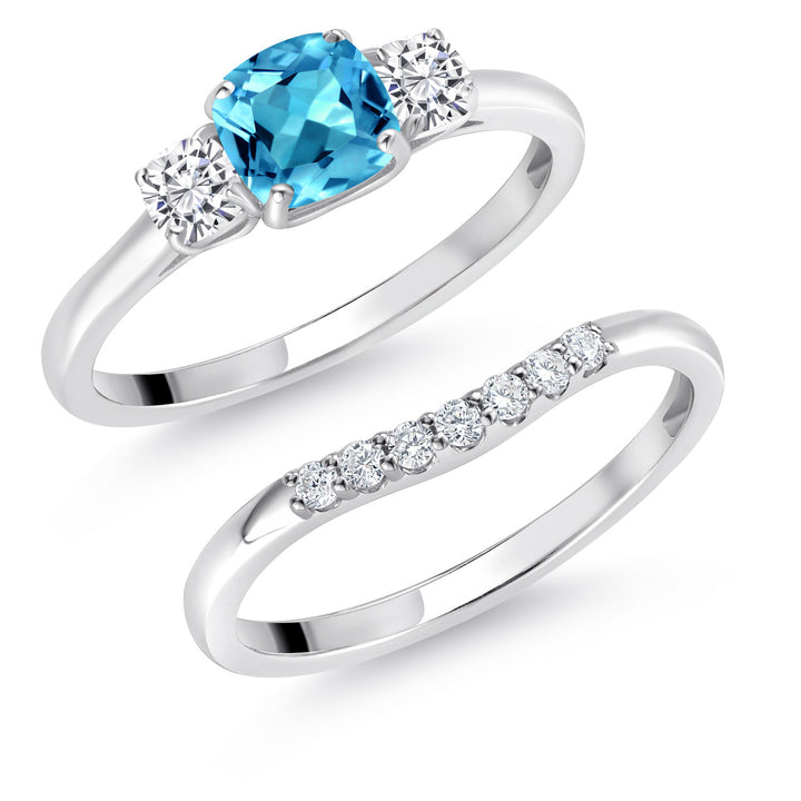 Swiss Blue Topaz - November_6_Ring in 10K White Gold