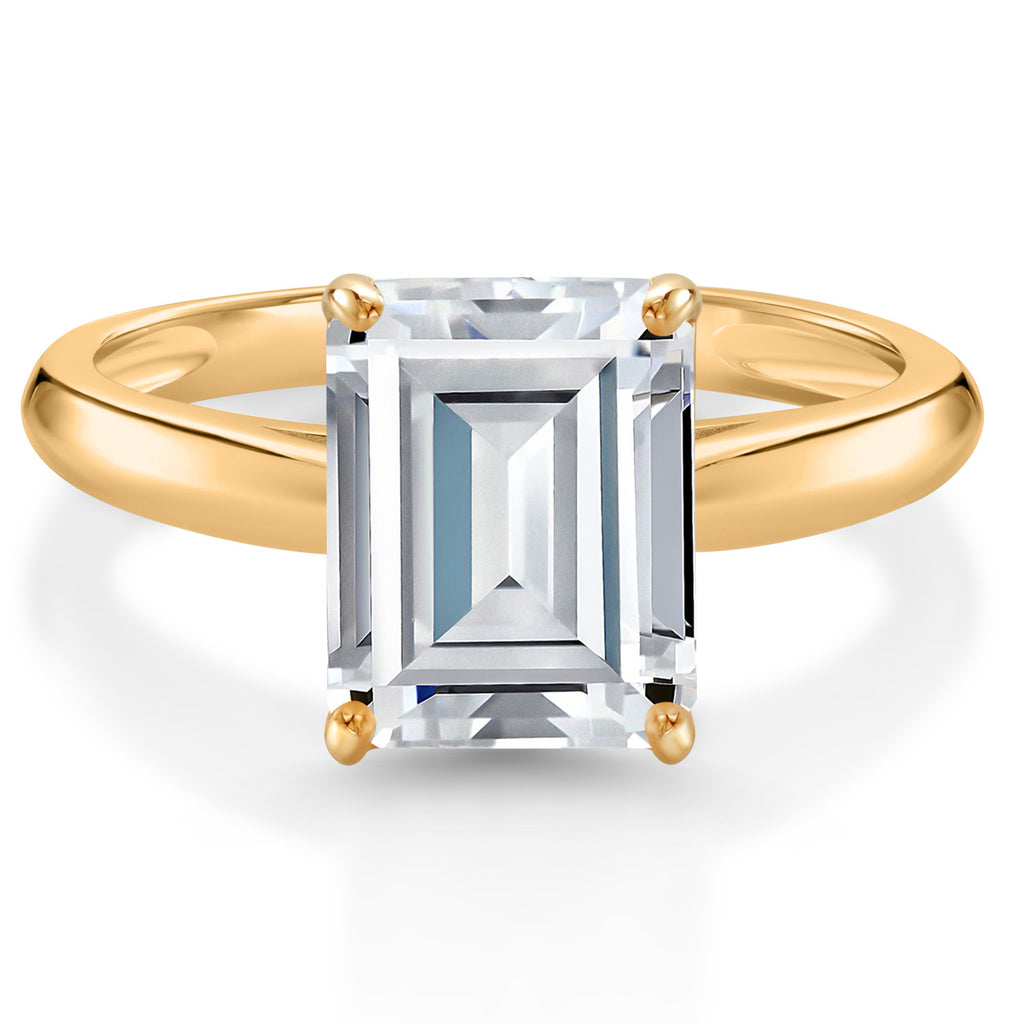 White Moissanite - April_8_Ring in 10K Yellow Gold