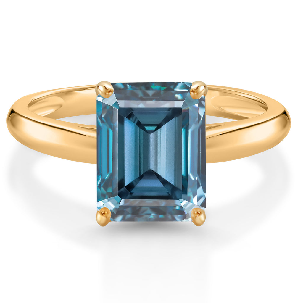 Persian Blue Moissanite - April_8_Ring in 10K Yellow Gold