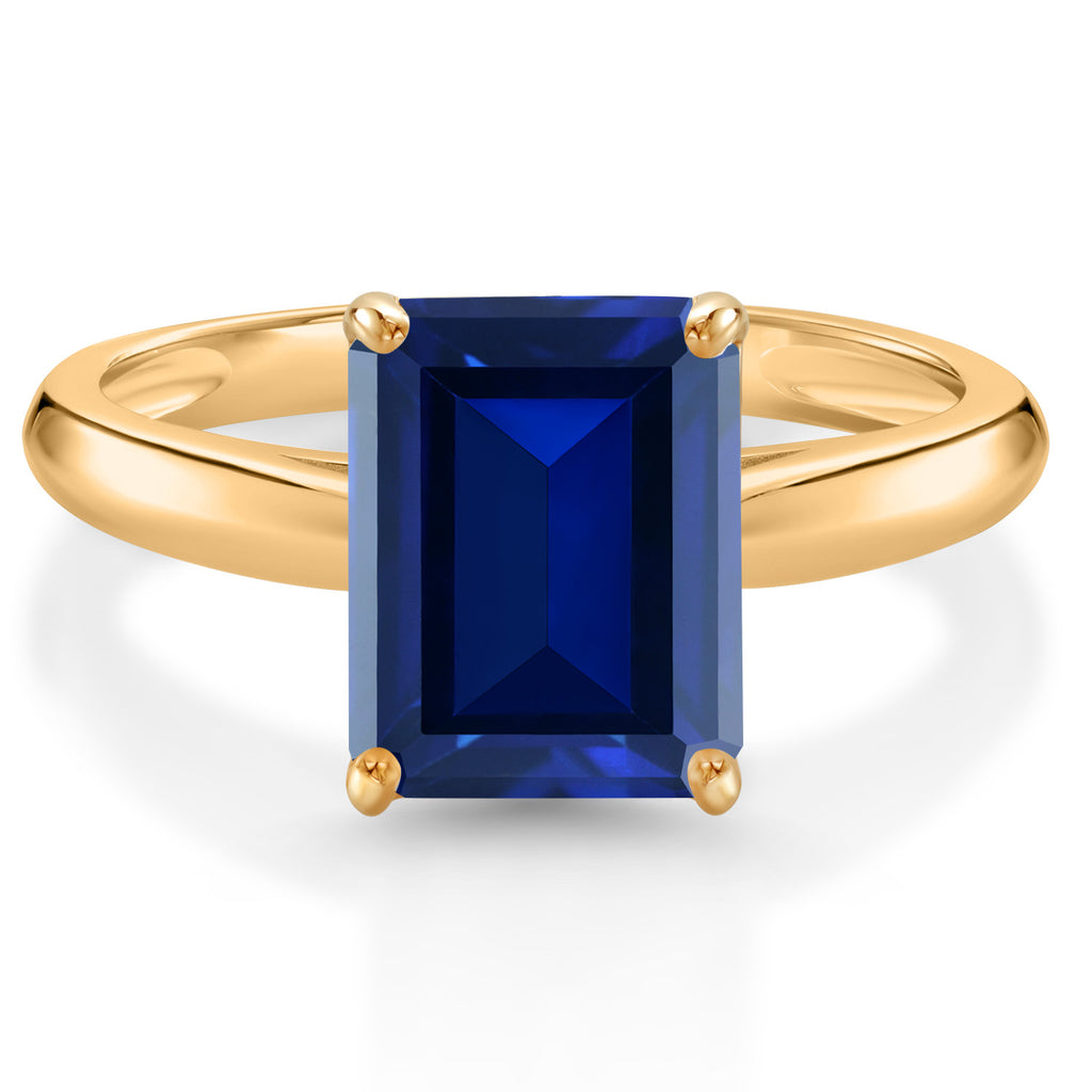Blue Created Sapphire - September_7_Ring in 10K Yellow Gold