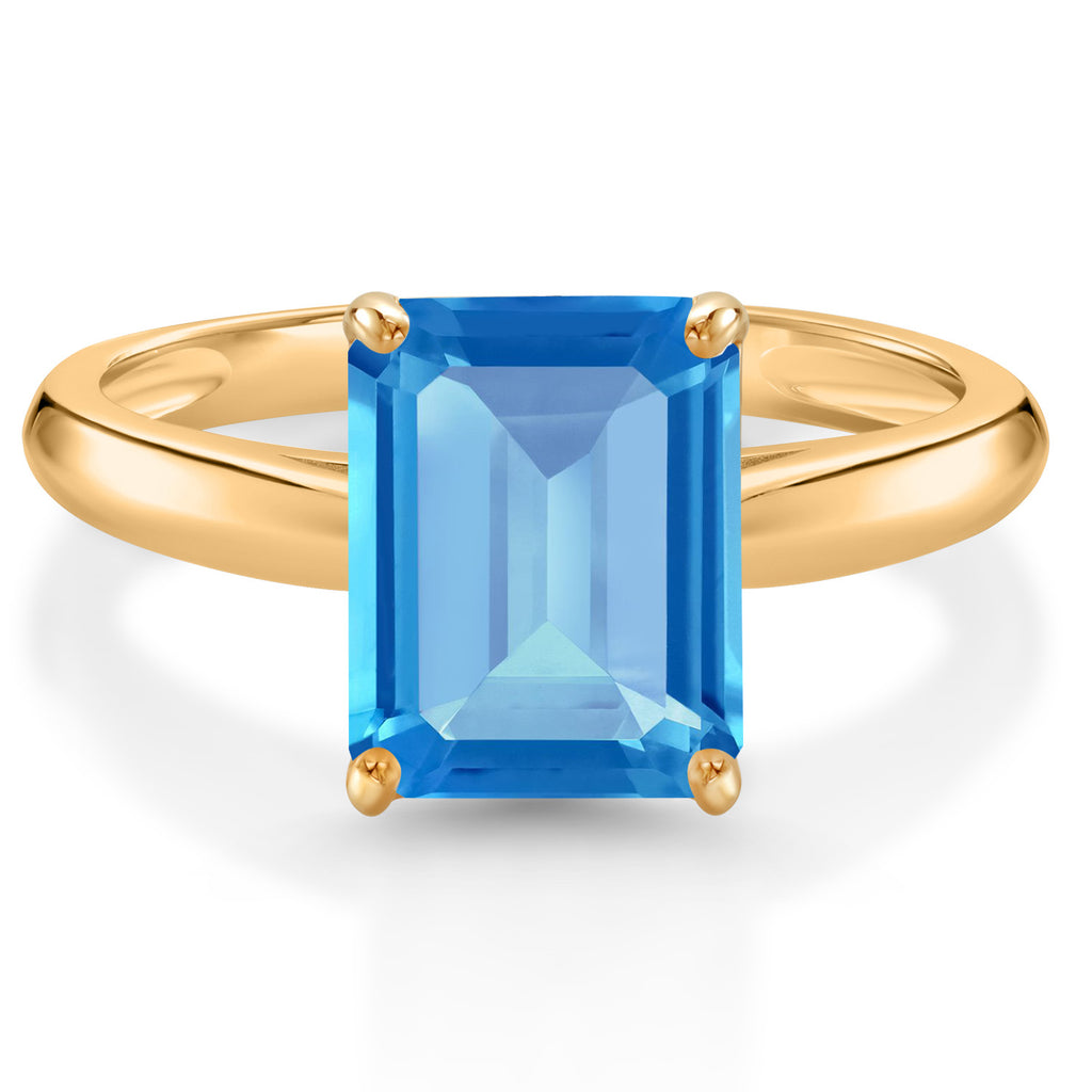 Swiss Blue Topaz - November_8_Ring in 10K Yellow Gold