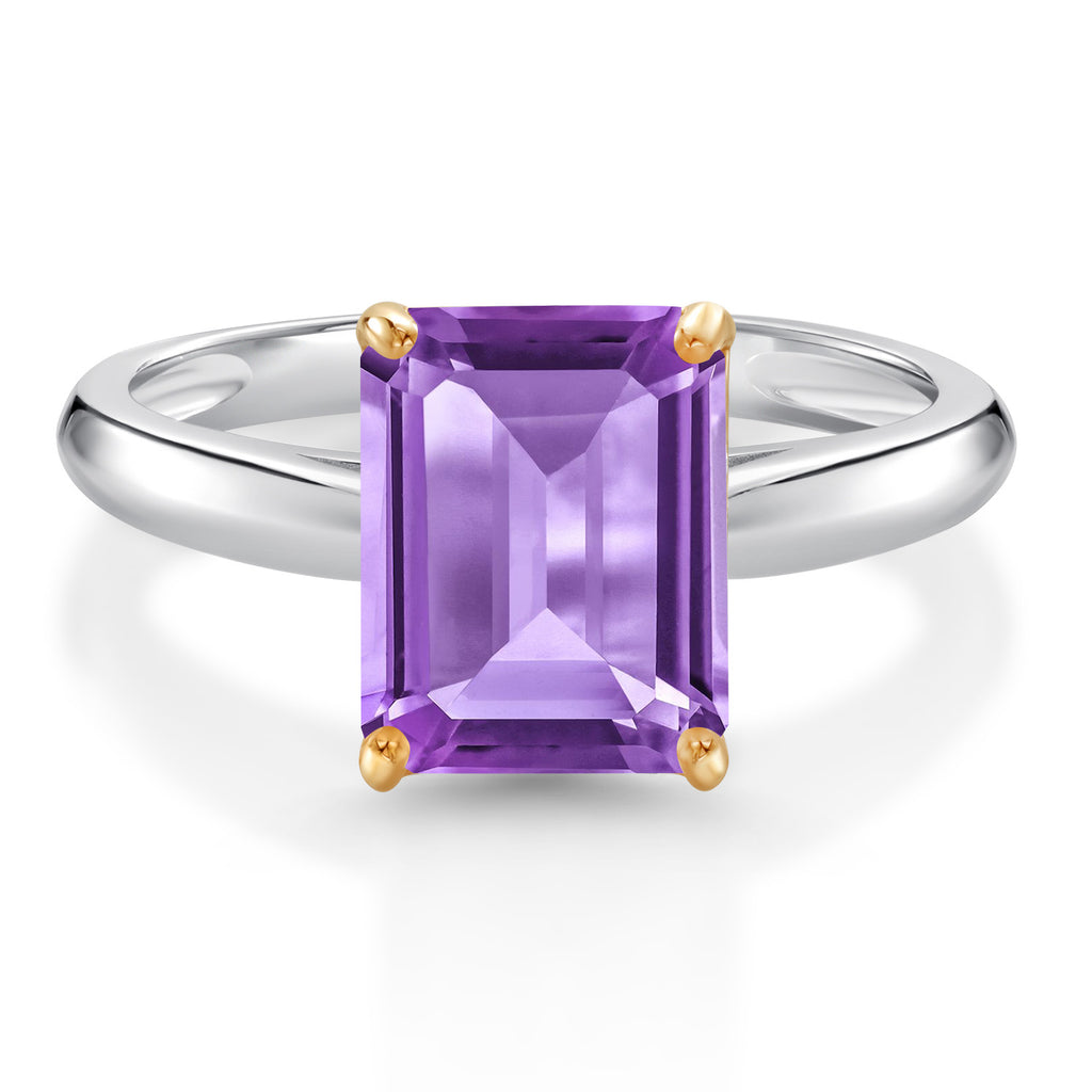 Amethyst - February_7_Ring in 925 Sterling Silver and 10K Yellow Gold