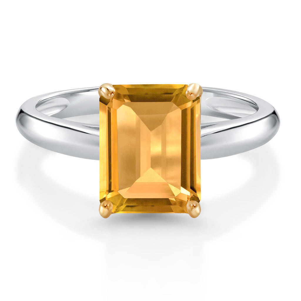 Citrine - November_7_Ring in 925 Sterling Silver and 10K Yellow Gold