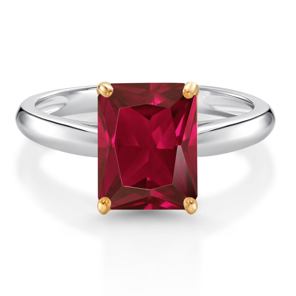 Created Ruby - July_7_Ring in 925 Sterling Silver and 10K Yellow Gold