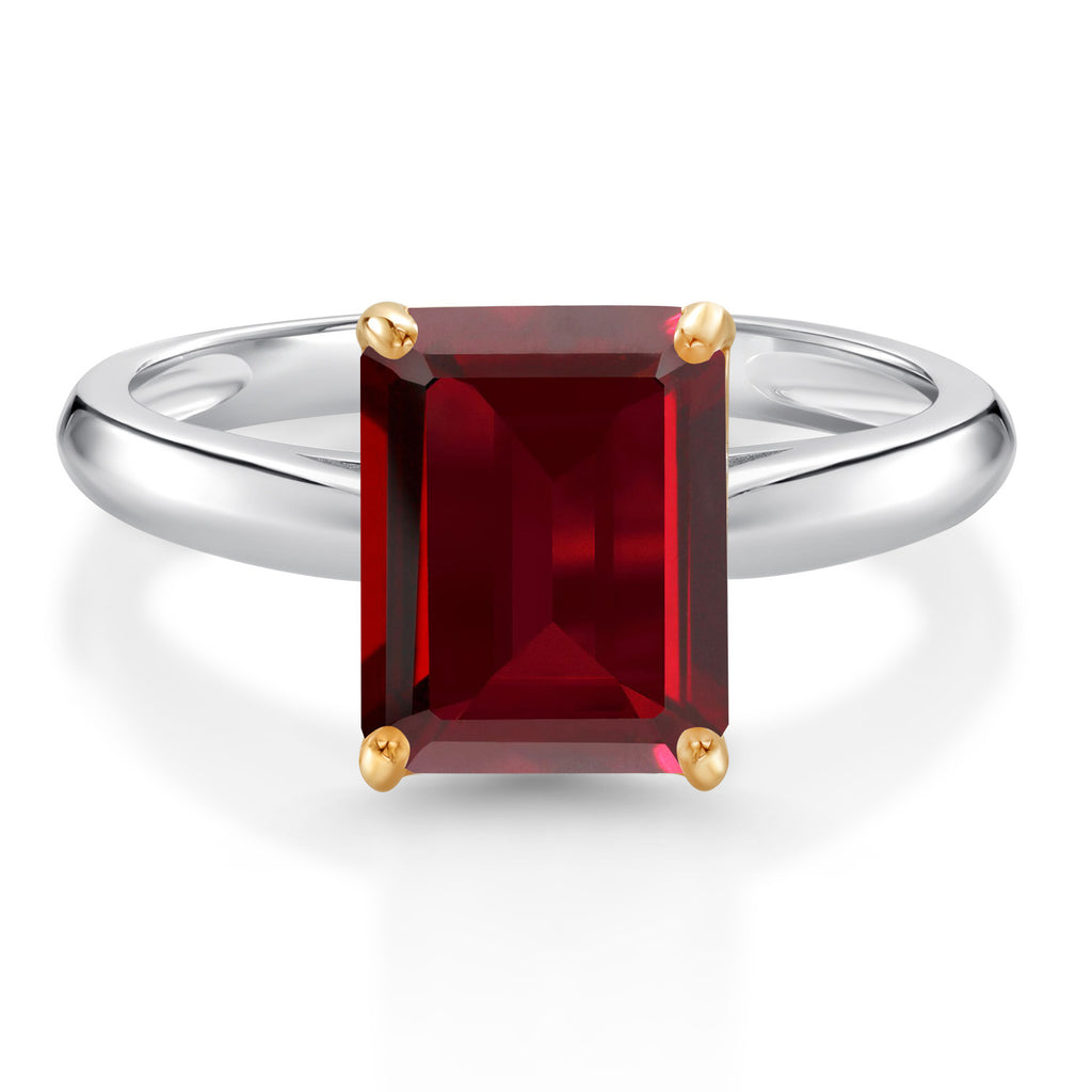 Garnet - January_5_Ring in 925 Sterling Silver and 10K Yellow Gold