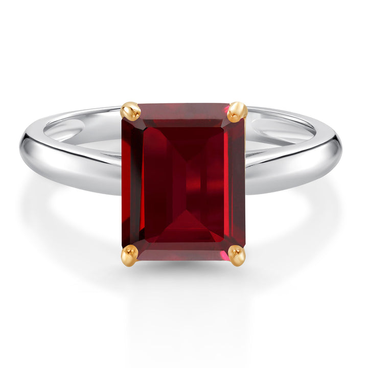 Garnet - January_6_Ring in 925 Sterling Silver and 10K Yellow Gold