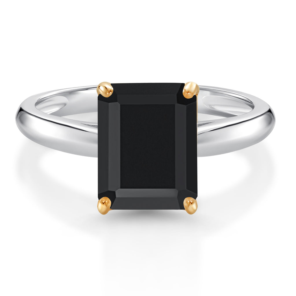 Onyx - December_5_Ring in 925 Sterling Silver and 10K Yellow Gold