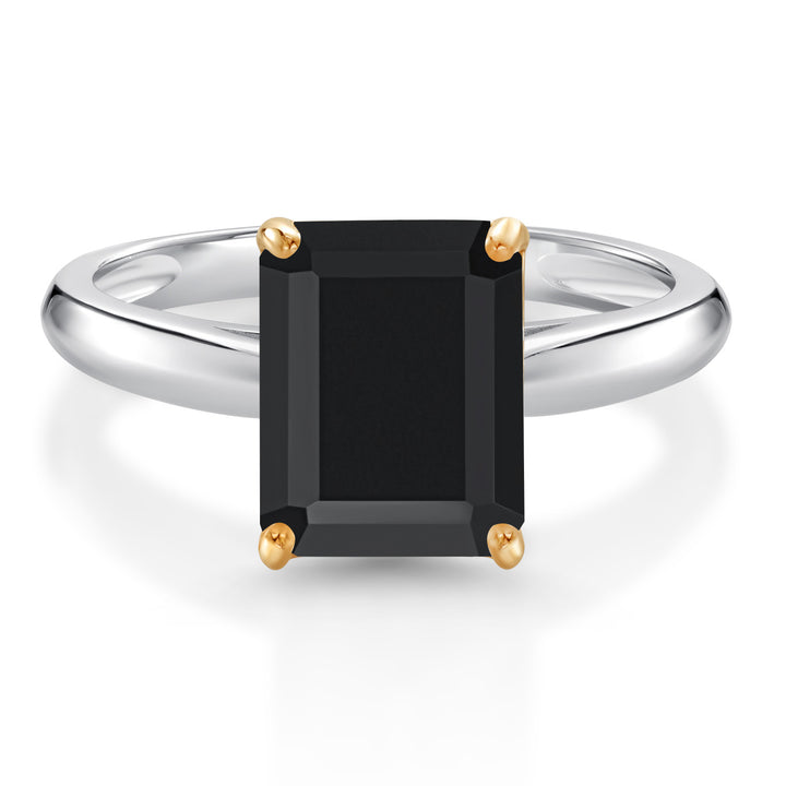 Onyx - December_9_Ring in 925 Sterling Silver and 10K Yellow Gold