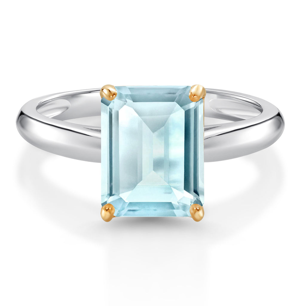 Sky Blue Topaz - November_5_Ring in 925 Sterling Silver and 10K Yellow Gold