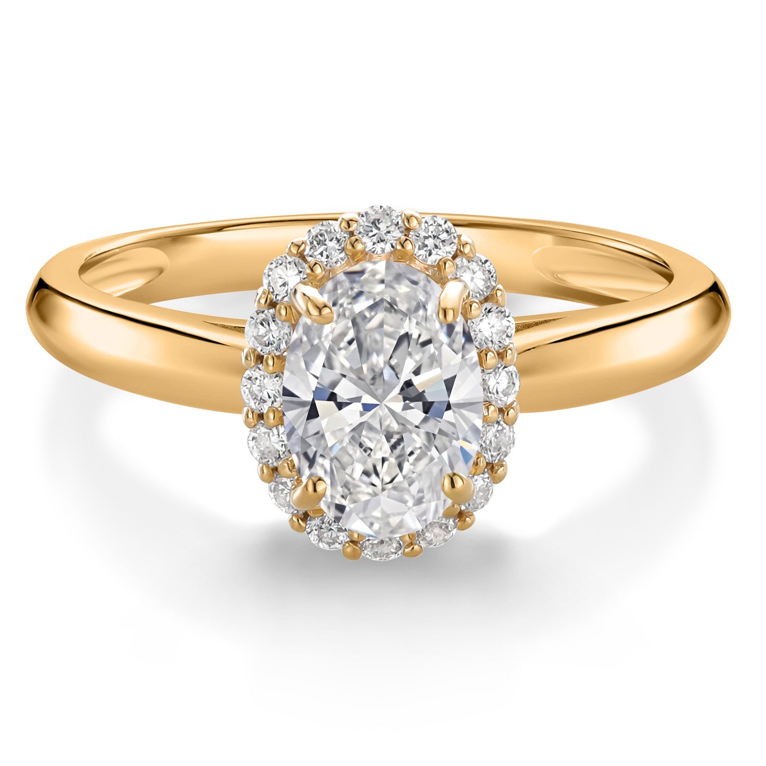 10K Yellow Gold Lab Grown Diamond Engagement Ring | 0.83 Cttw | Oval 7X5MM | DEF Color | VVS-VS Clarity | Wedding Engagement Anniversary Promise Gold Ring For Women