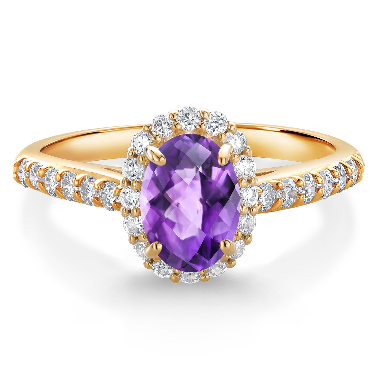 Amethyst and Lab Grown Diamond_5_Ring in 10K Yellow Gold