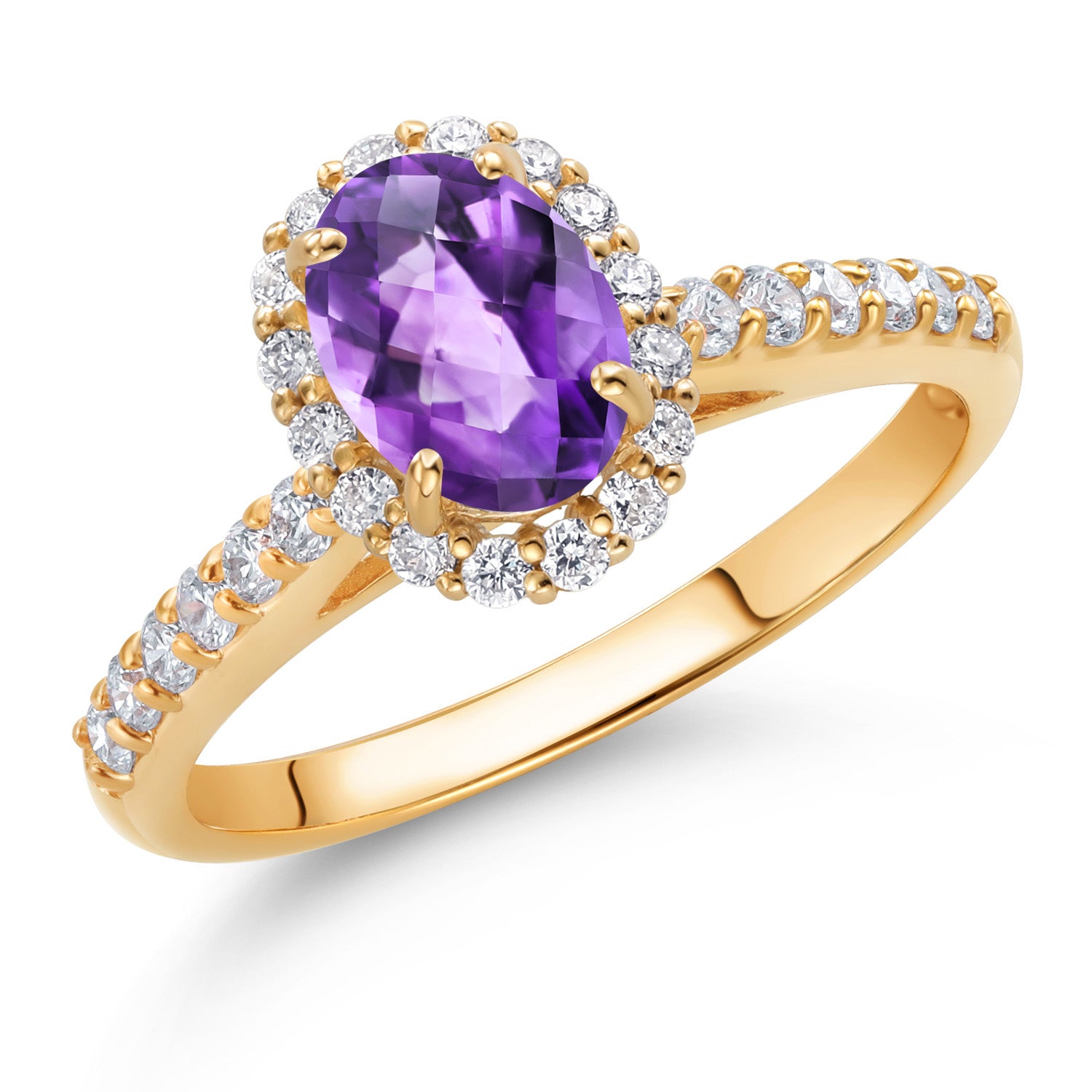 Amethyst and Lab Grown Diamond_5_Ring in 10K Yellow Gold