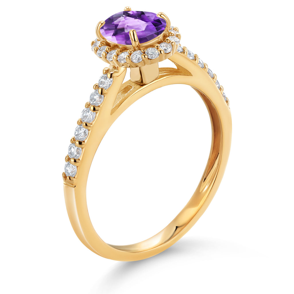 Amethyst and Lab Grown Diamond_5_Ring in 10K Yellow Gold