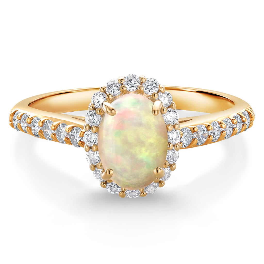 Ethiopian Opal-Cabochon - October_5_Ring in 10K Yellow Gold