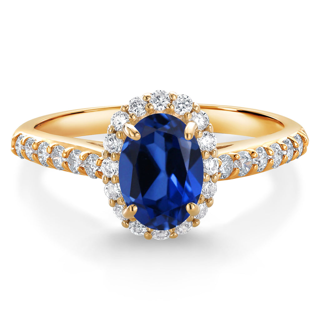 Blue Created Sapphire - September_7_Ring in 10K Yellow Gold