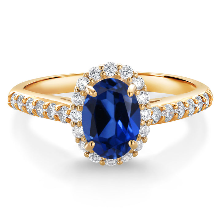 Blue Created Sapphire - September_8_Ring in 10K Yellow Gold