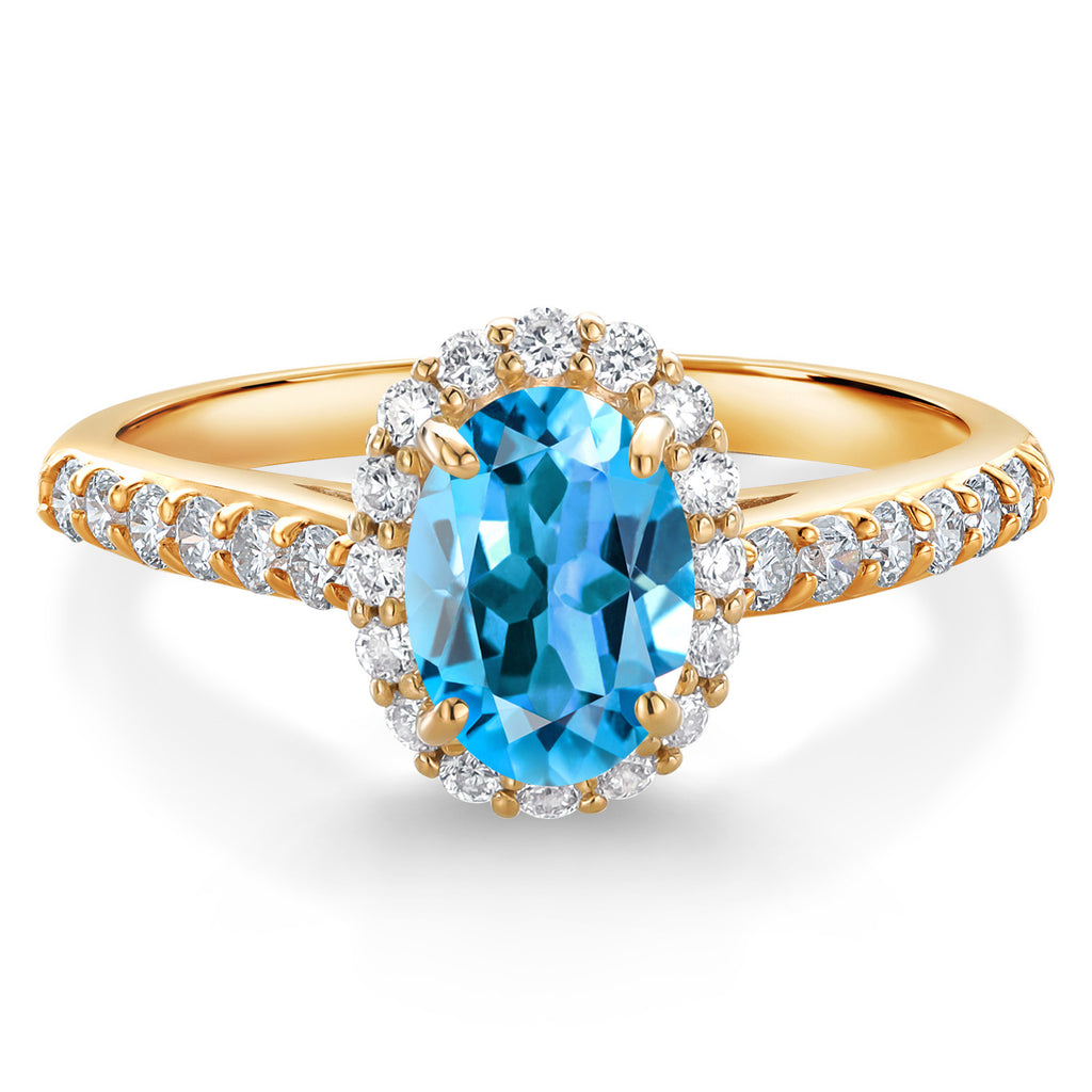 Swiss Blue Topaz - November_6_Ring in 10K Yellow Gold