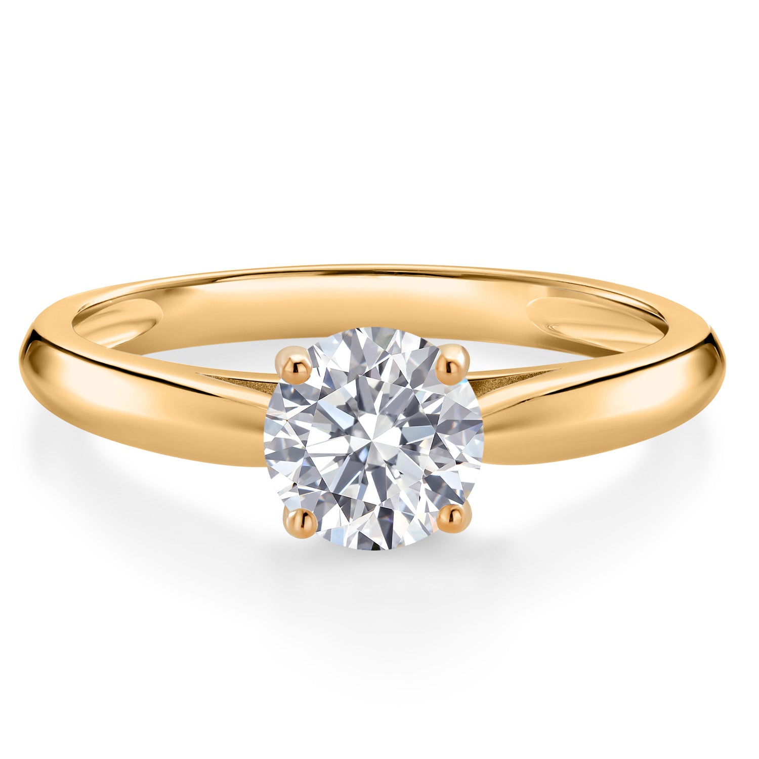 10K Yellow Gold Lab Grown Diamond Solitaire Engagement Ring For Women | 0.74 Cttw | Round 6MM | Gemstone April Birthstone | Available in Size 5,6,7,8,9