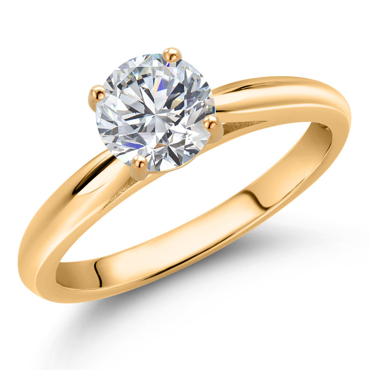 10K Yellow Gold Lab Grown Diamond Solitaire Engagement Ring For Women | 0.74 Cttw | Round 6MM | Gemstone April Birthstone | Available in Size 5,6,7,8,9